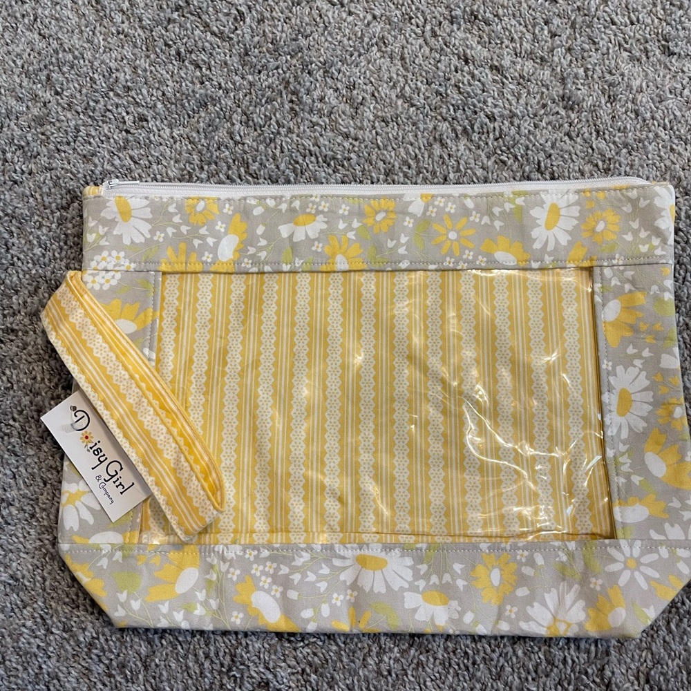 Daisy Girl -Whatcha Got Bag- Yellow and Gray Floral Pouch